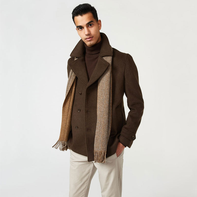 Men's Brown Fleece peacoat