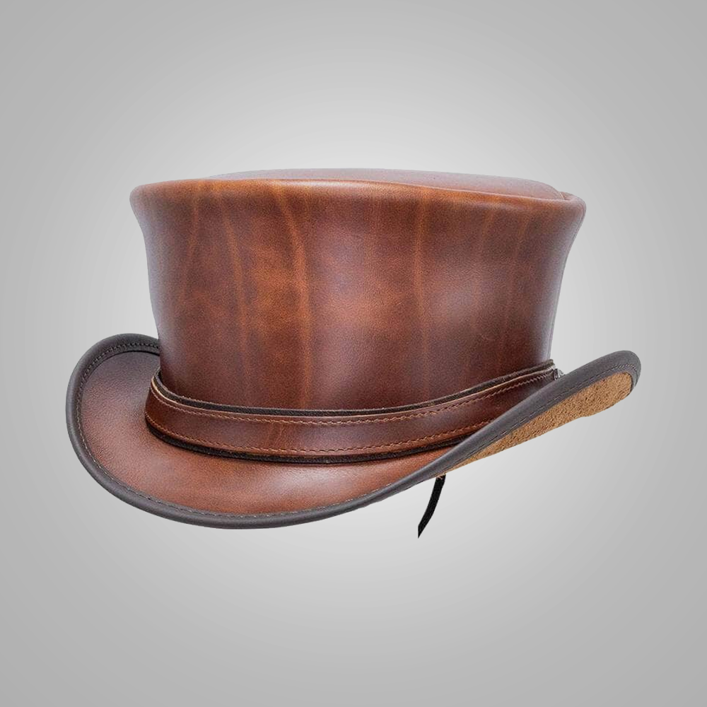 New Western Cowboy Lambskin Leather Hat Shine Brown For Women