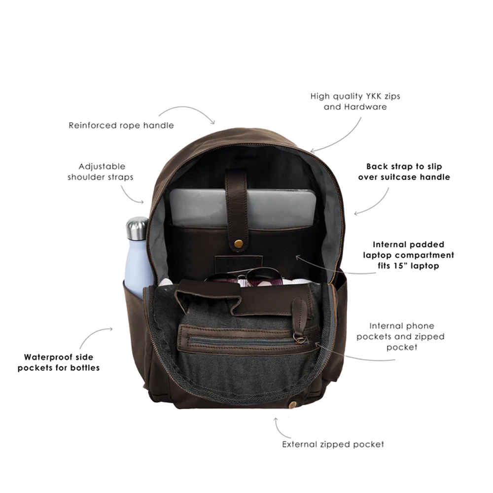 New Men's Dark Brown Lambskin  Leather Backpack