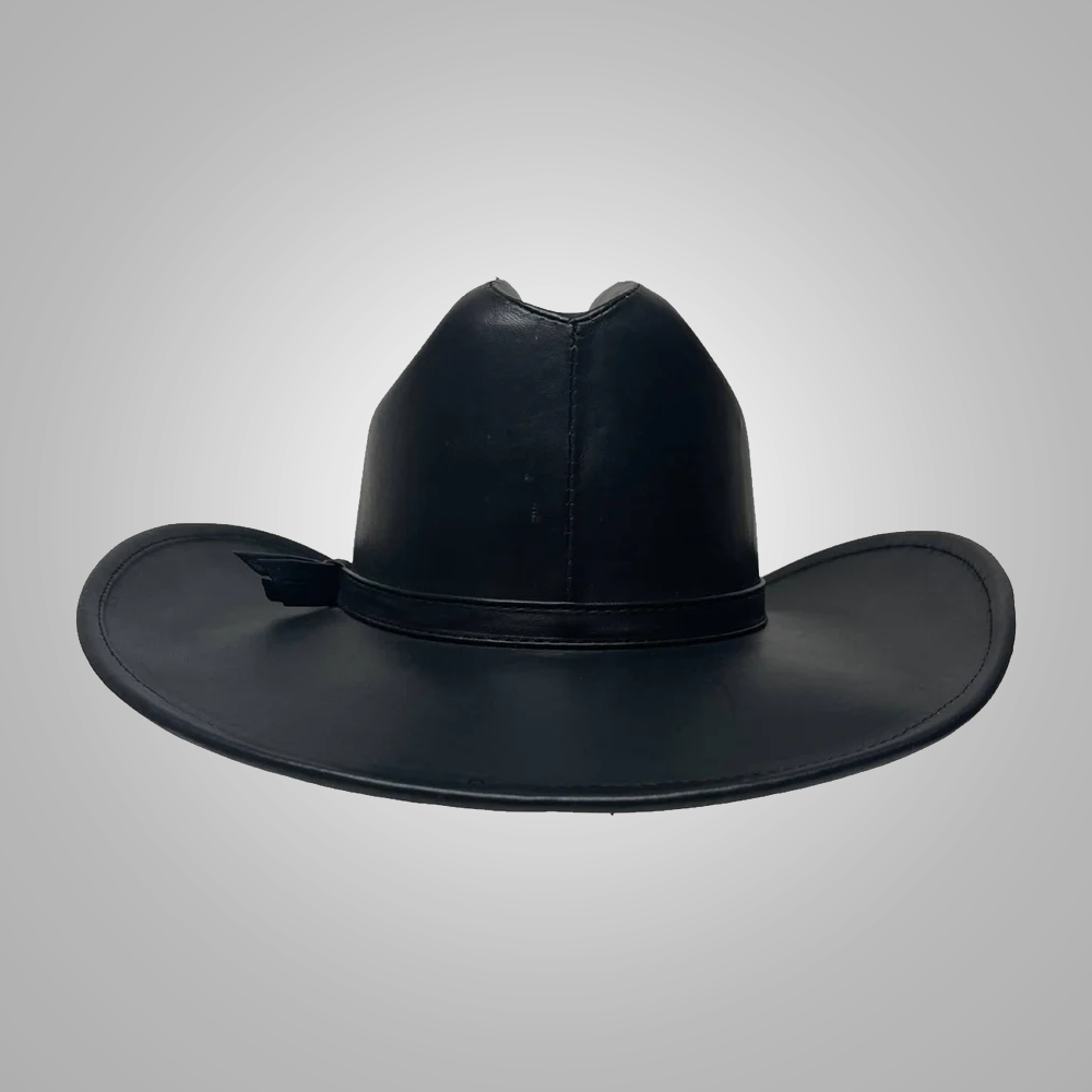 New Black Women’s Handmade Western Style Sheepskin Leather Cowboy Hat