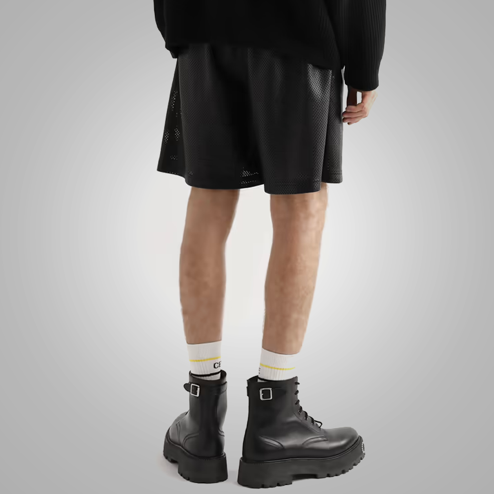 New Black Mens Leather Shorts