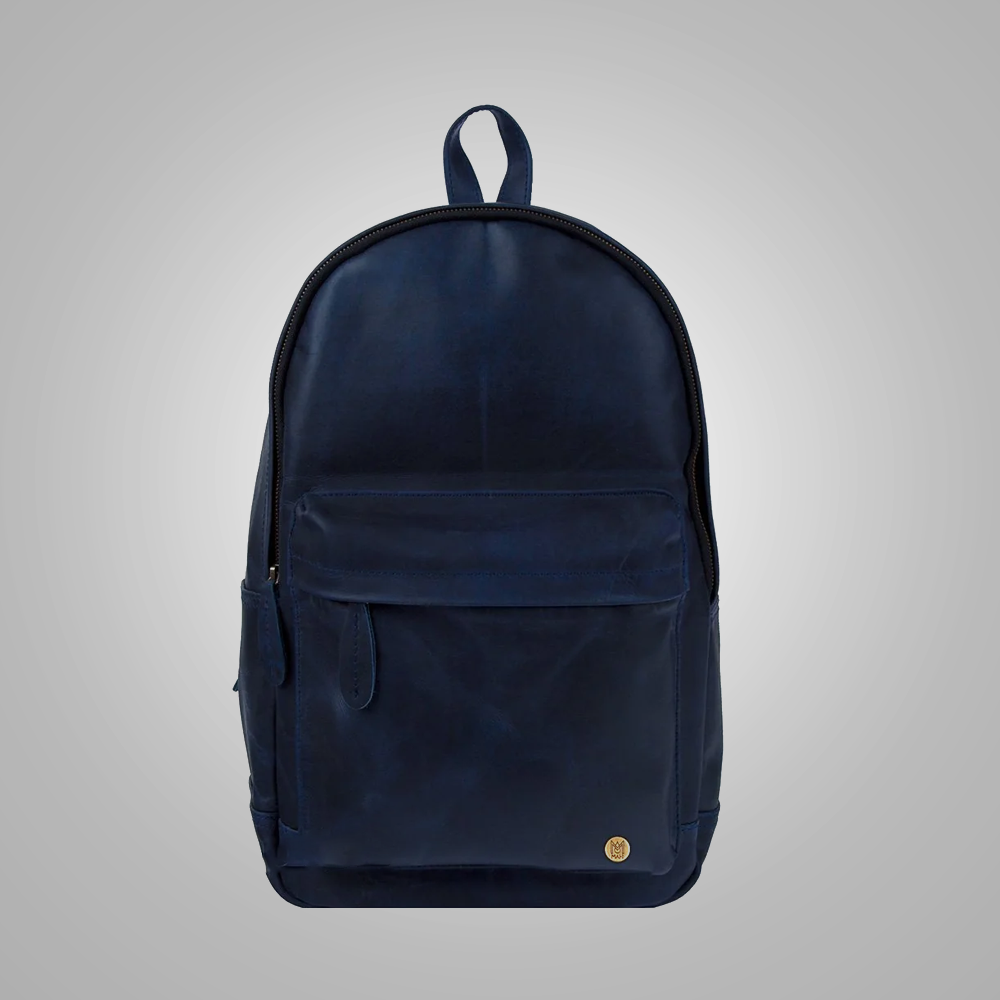 Men New Blue Handmade with Sheepskin Leather  Backpack