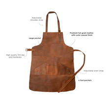 Load image into Gallery viewer, New Brown Handmade Lambskin Multi-Pocket Leather Apron for Men
