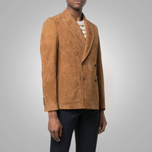 Load image into Gallery viewer, Mens Suede Double Breasted Leather Blazer
