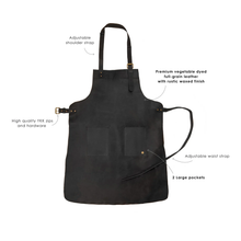 Load image into Gallery viewer, New Men Double Pocket Black Sheepskin Handmade Leather Apron
