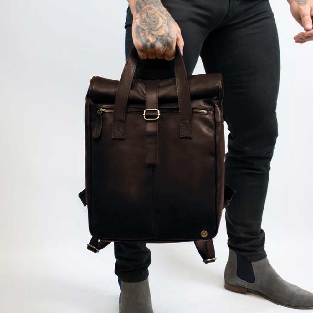 The Backpack Dark Brown Handmade with premium leather For Men