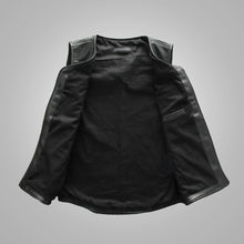 Load image into Gallery viewer, Mens Black Sheepskin Cowboy Genuine Leather Vest
