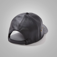 Load image into Gallery viewer, New Men sheepskin Black Leather Baseball Cap
