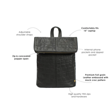 Load image into Gallery viewer, New Mens Black Brass Fittings and Robust YKK Zippers Leather Backpack
