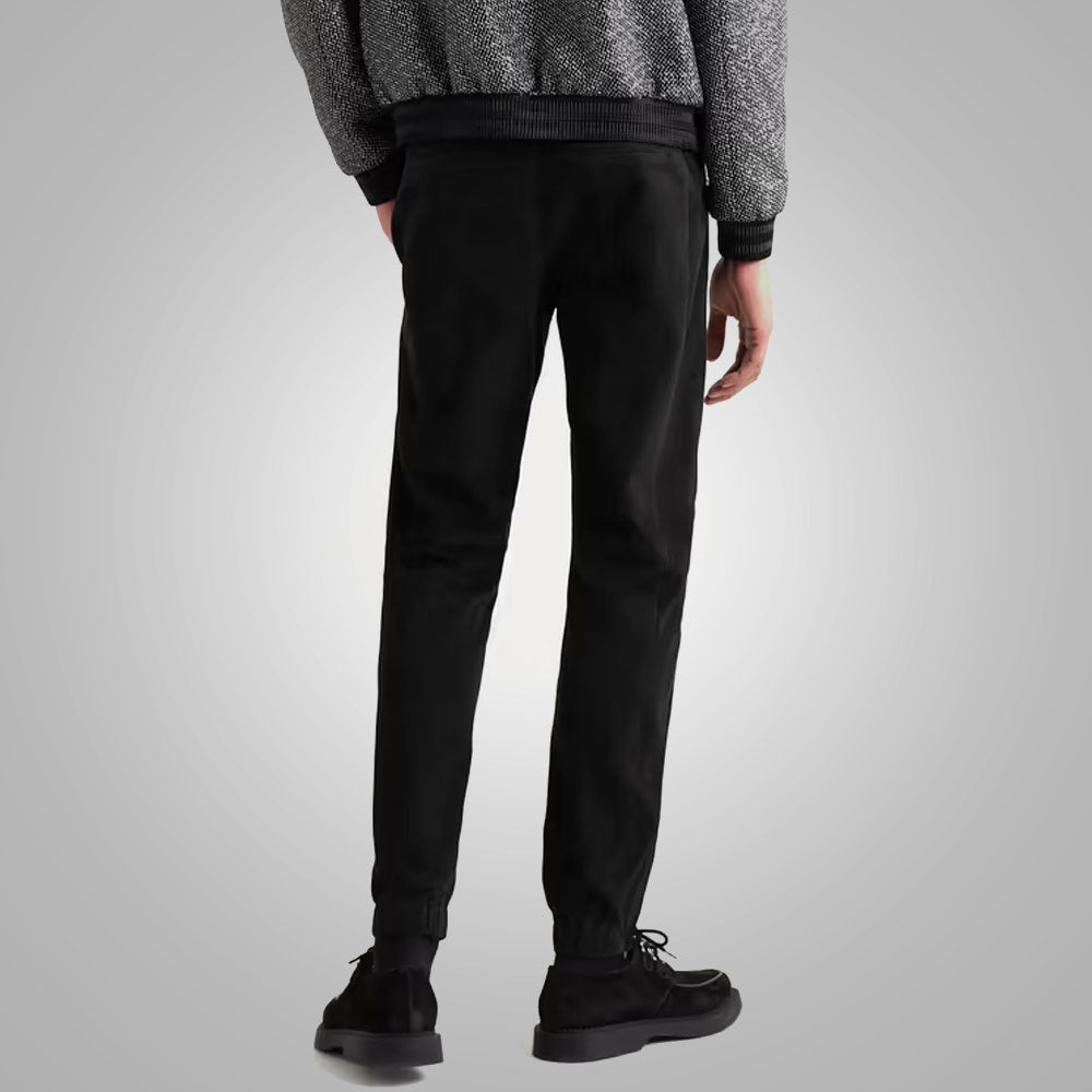 Mens Black Real Sheep Skin Leather Jeans Pant