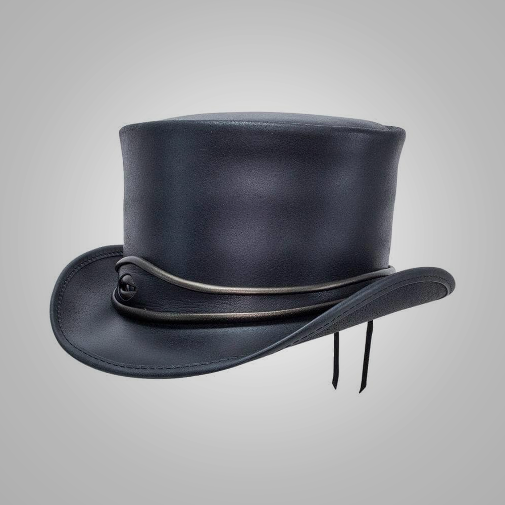 New Black Lampskin Womens Leather Top Eye Hat