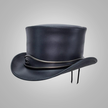 Load image into Gallery viewer, New Black Lampskin Womens Leather Top Eye Hat
