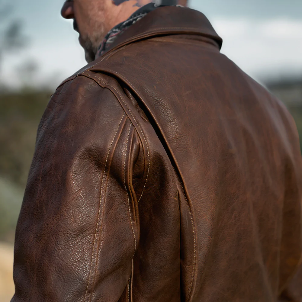Brown Men flying RAF  Aviator Cowhide Leather Biker Jacket