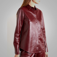 Load image into Gallery viewer, New Women&#39;s Buttery Soft Red Leather Shirt
