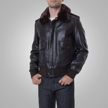 Load image into Gallery viewer, Men Brown Flying RAF A2 Cowhide Leather Flight Jacket
