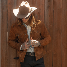 Load image into Gallery viewer, Men Chocolate Brown Style Fringes Suede Leather Western Jacket
