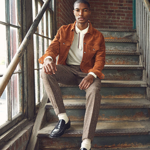 brown suede jacket style