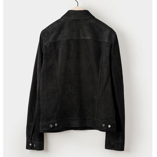 back view of suede leather jacket