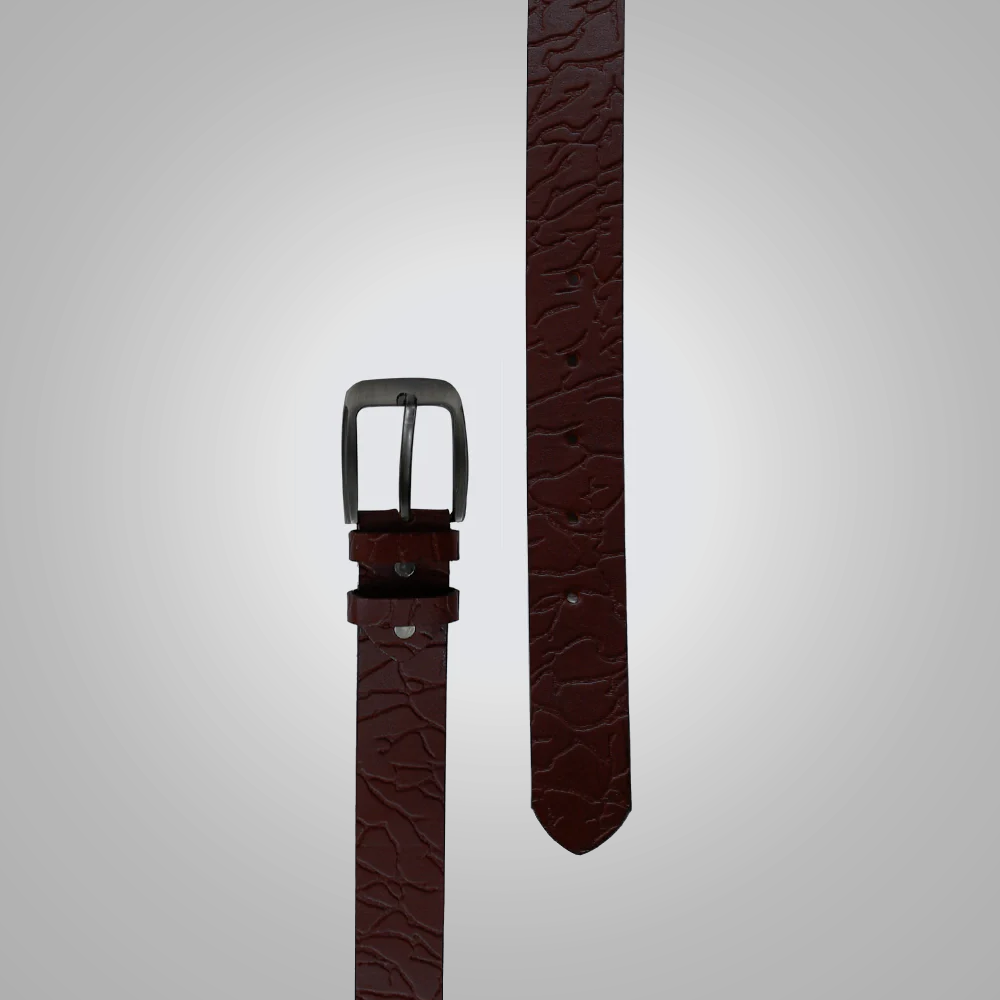 New Men Red Crocodile Textured Leather Belt