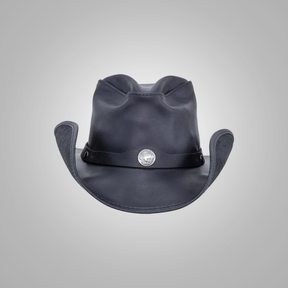 New Black Womens American Seepskin Leather Cowboy Hat