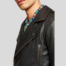 Load image into Gallery viewer, Aydan Black Motorcycle Leather Jacket - Shearling leather
