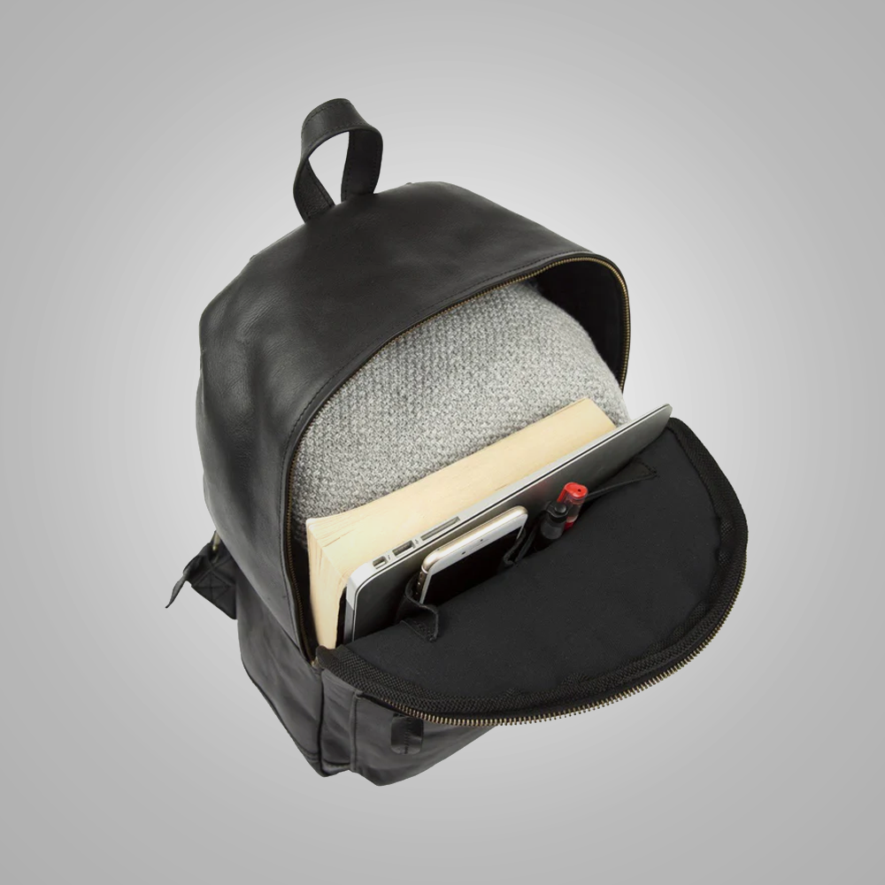 Men New Black Handmade with premium leather Classic Backpack