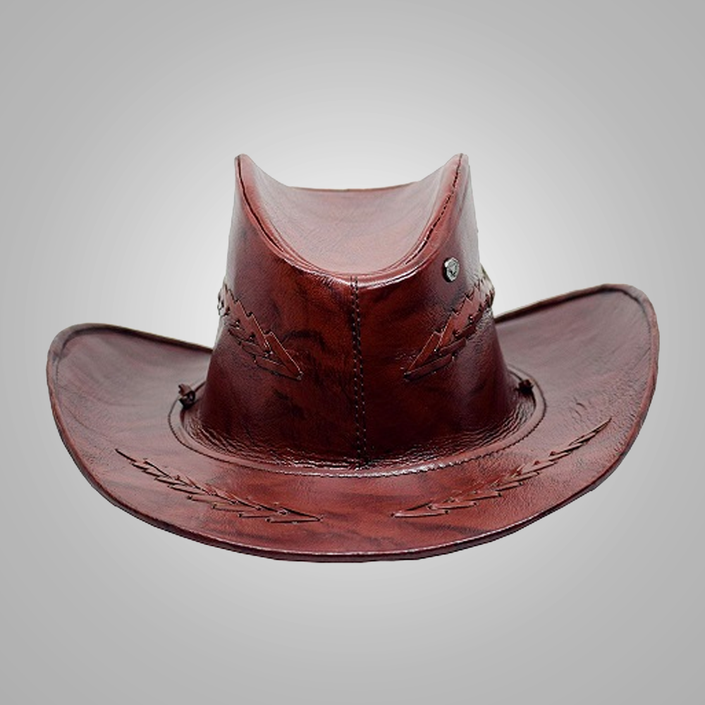 New Western Cowboy Leather Hat Shine Brown For Men