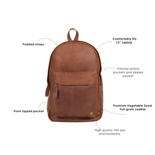 Load image into Gallery viewer, New Men&#39;s Brown Lambskin Leather Backpack With Internal Zip Pocket, Two Internal Compartments
