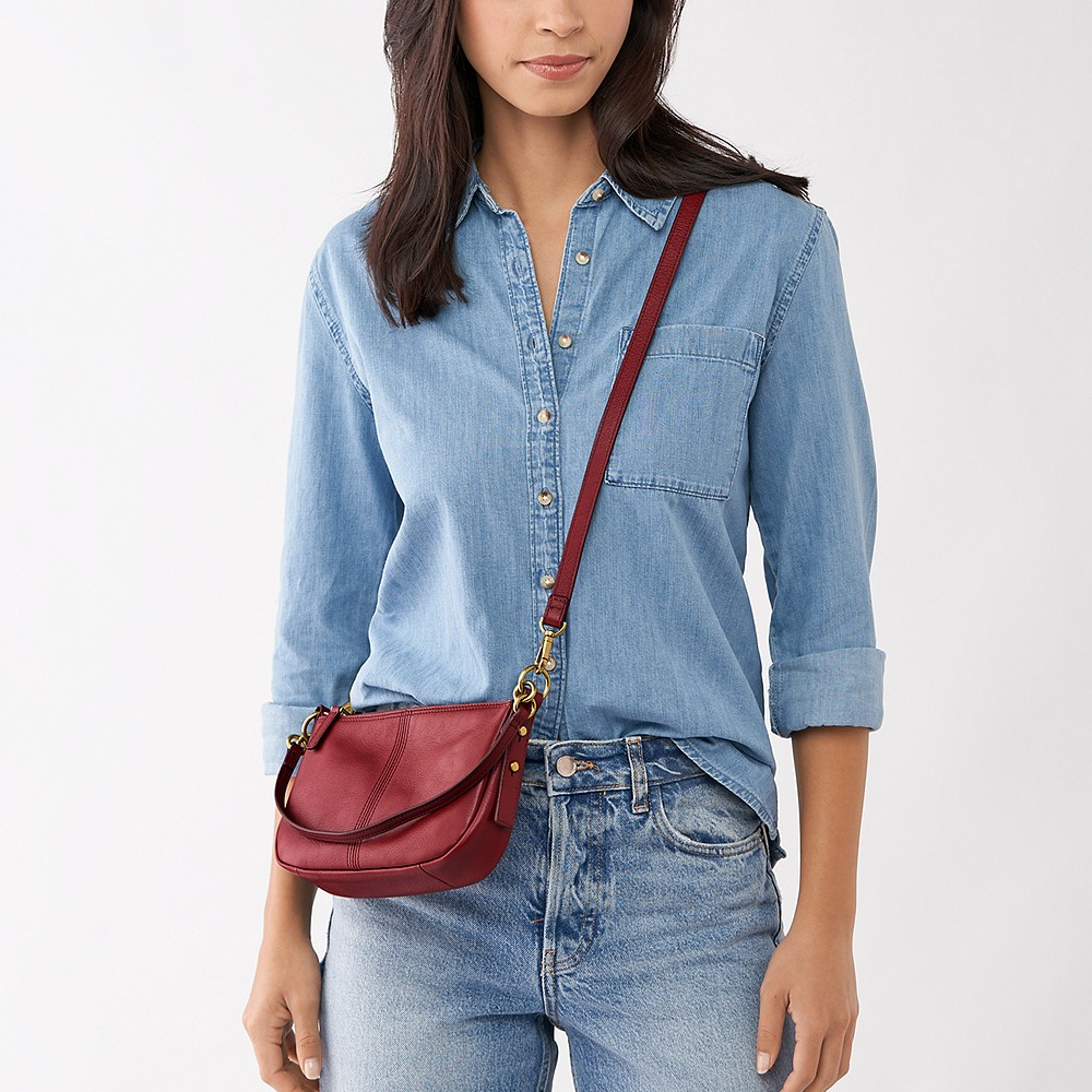 Red Embossed Python Genuine Leather Leather Bag Fur Women