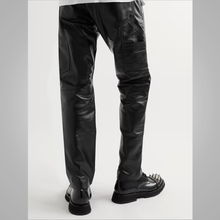 Load image into Gallery viewer, New Black Leather Sheep Skin Skinny Shearling Leather Jeans Pant
