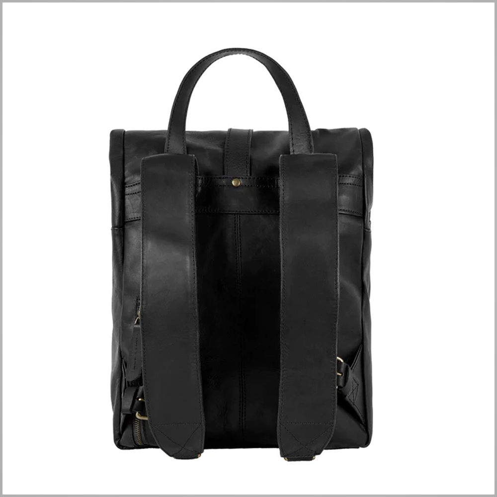 New Mens Lambskin Handmade Premium Black Leather Backpack