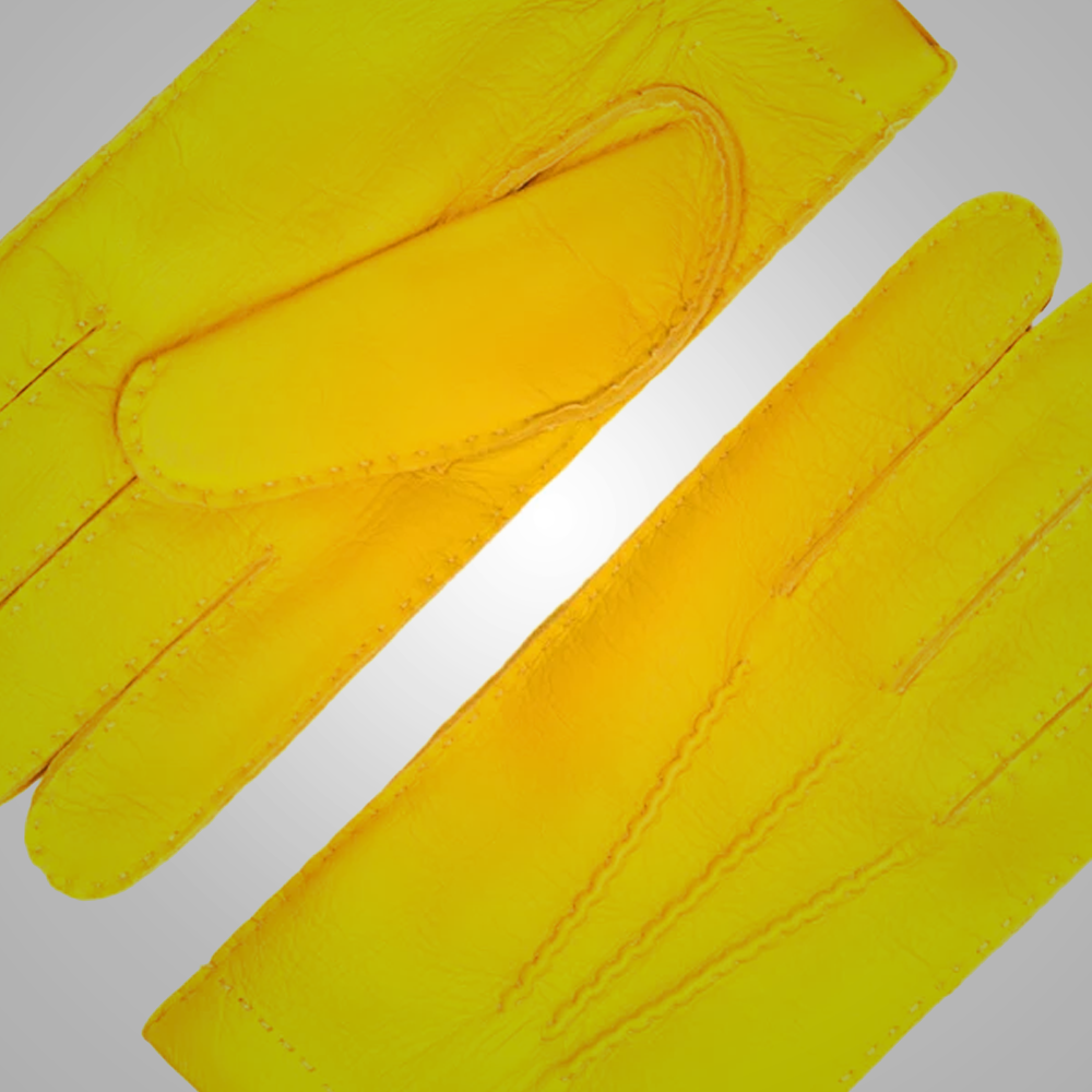 New Men American deerskin Yellow leather gloves with cashmere lining