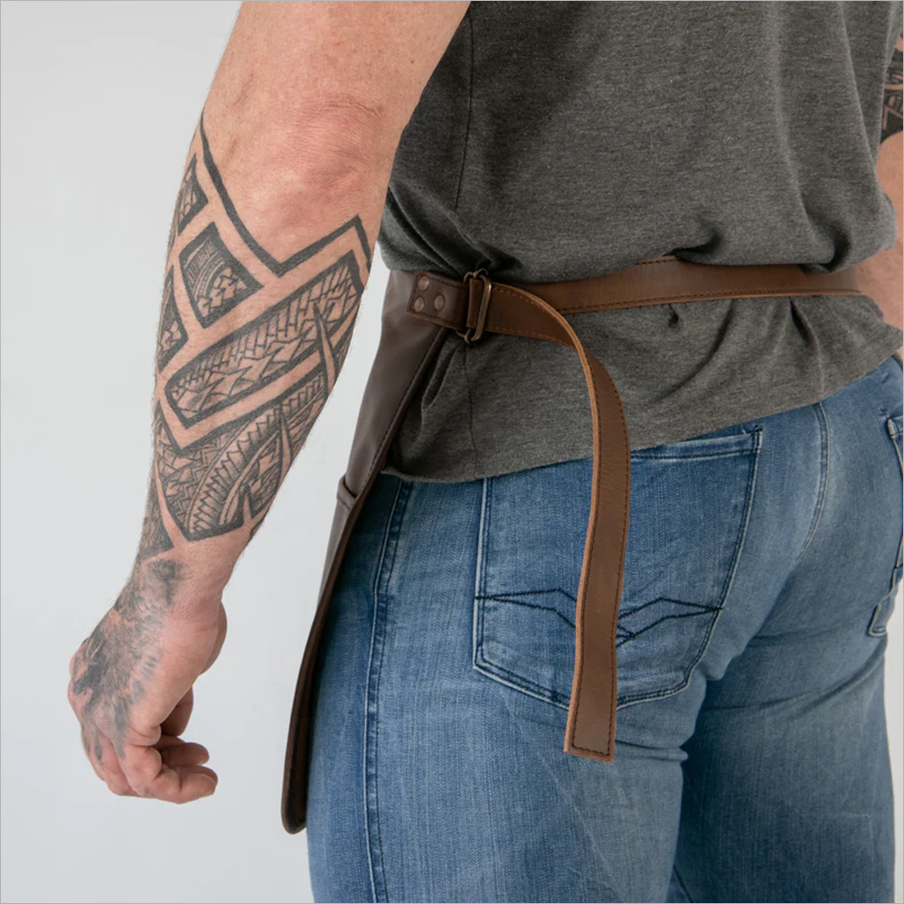 New Men Brown Sheepskin Handmade Half Apron With Four front Pockets for Tools