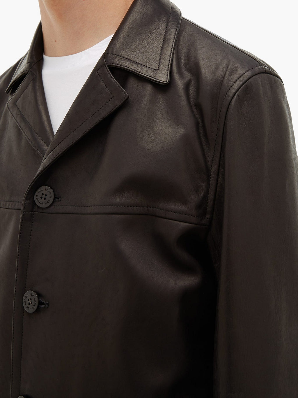 Men Brown Long Leather Jacket - Shearling leather