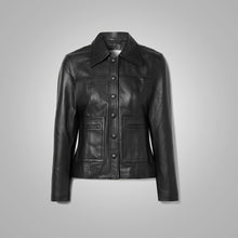 Load image into Gallery viewer, Women&#39;s Smooth Simple Buttery Soft Black Leather Shirt
