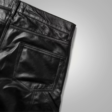 Load image into Gallery viewer, New Black Leather Sheep Skin Skinny Shearling Leather Jeans Pant
