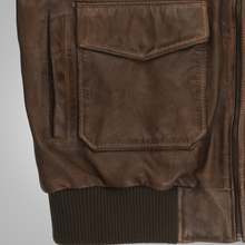 Load image into Gallery viewer, Mens Brown Waxed Sheepskin Aviator Leather Flight Jacket
