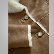 Load image into Gallery viewer, Women Camel Brown B3 Shearling Pilot Leather Aviator Jacket
