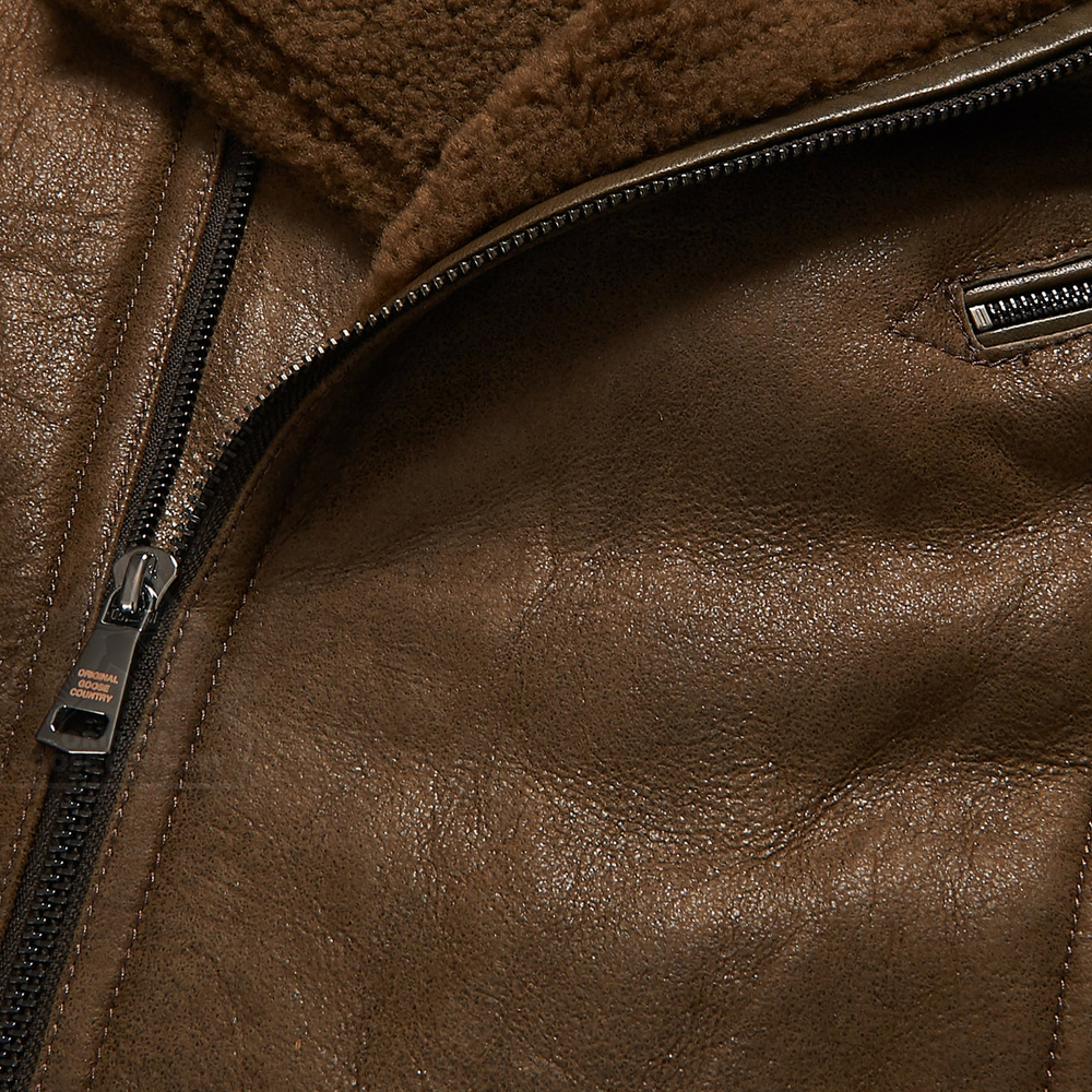 Men's B3 Real Brown Sheepskin Shearling Aviator Leather Bomber Flying Jacket