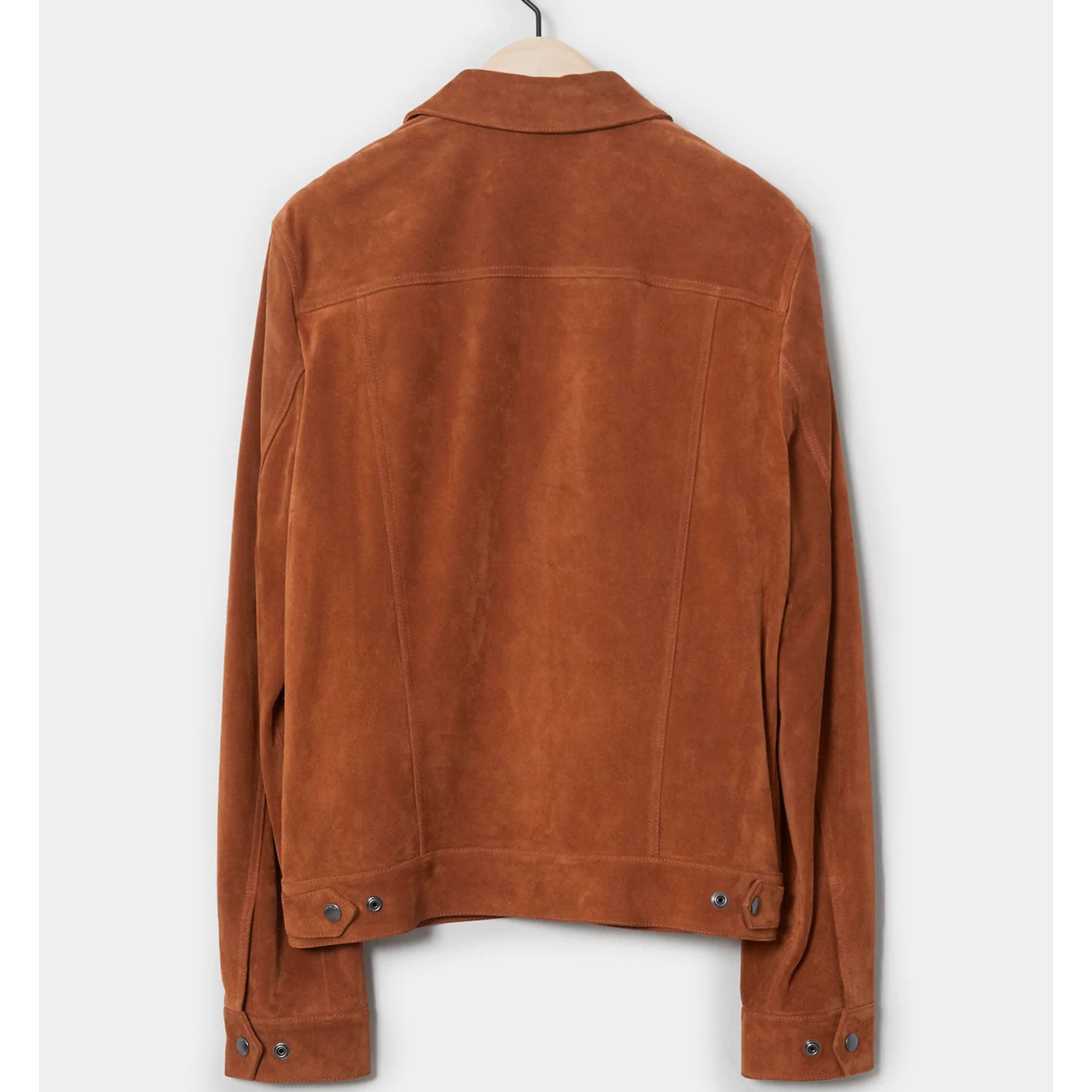 Men's Burnt Orange Suede Leather Biker Jacket - Main Image