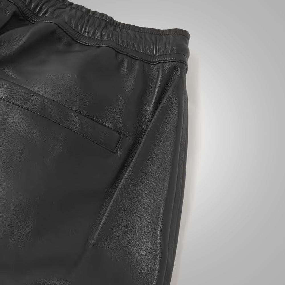 Mens Black Biker Leather Sheep Skin Pant
