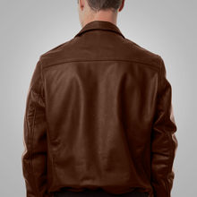 Load image into Gallery viewer, Brown Men Lambskin  A-2 Flight Leather Jacket
