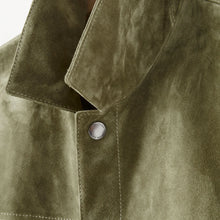 Load image into Gallery viewer, Men’s Cream Green Suede Leather Shirt Jeans Style Jacket
