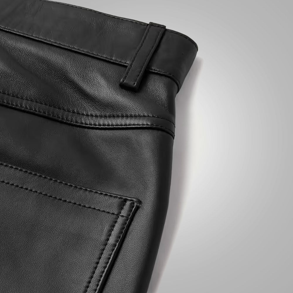 Mens Real Black Sheep Skin Fashion Leather Jeans Pant