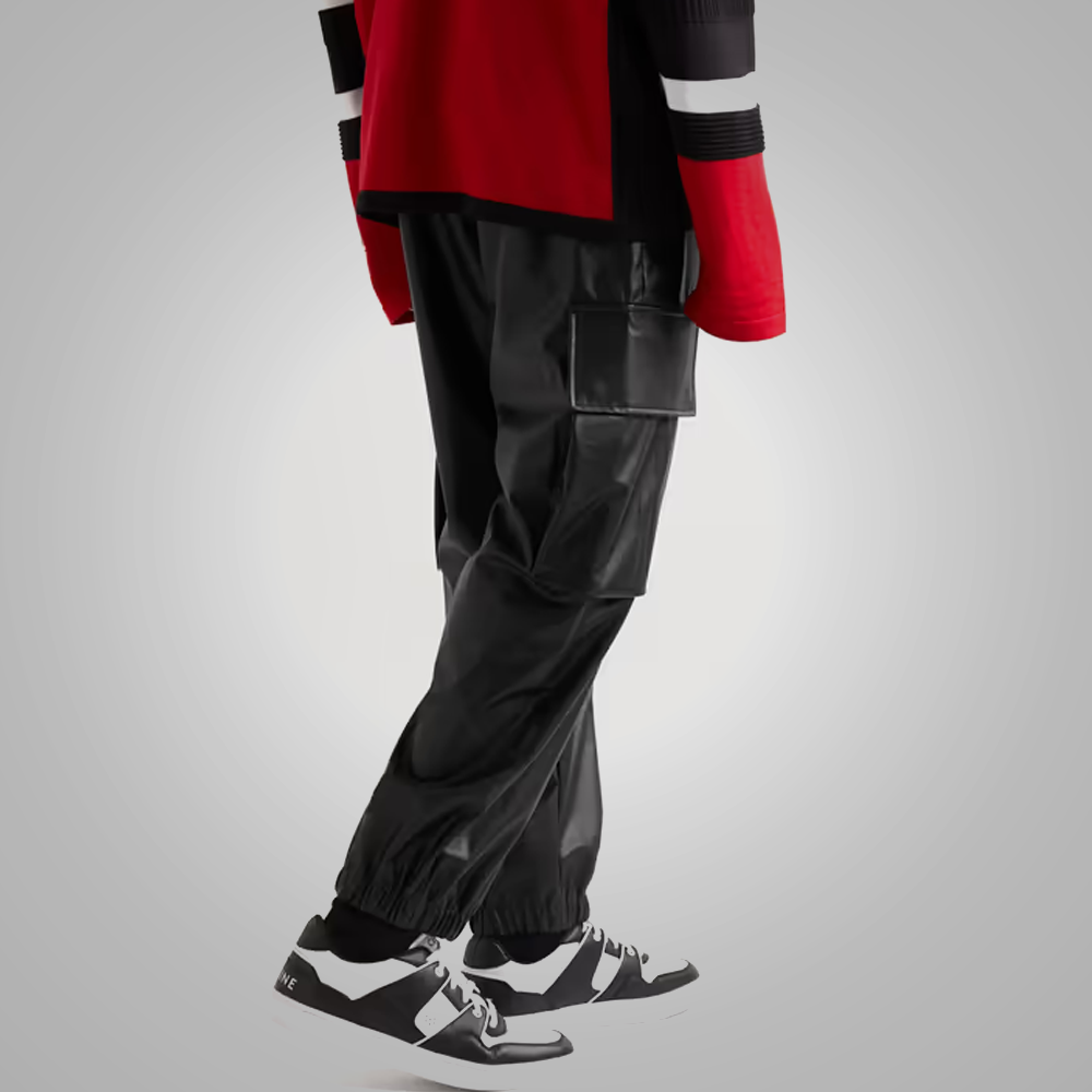 Black leather Sheep skin skinny leather jeans pant