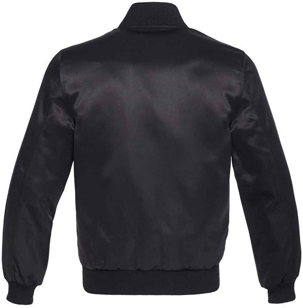 Varsity Letterman Baseball Bomber Vintage Retro All Poly Satin Jacket - Shearling leather
