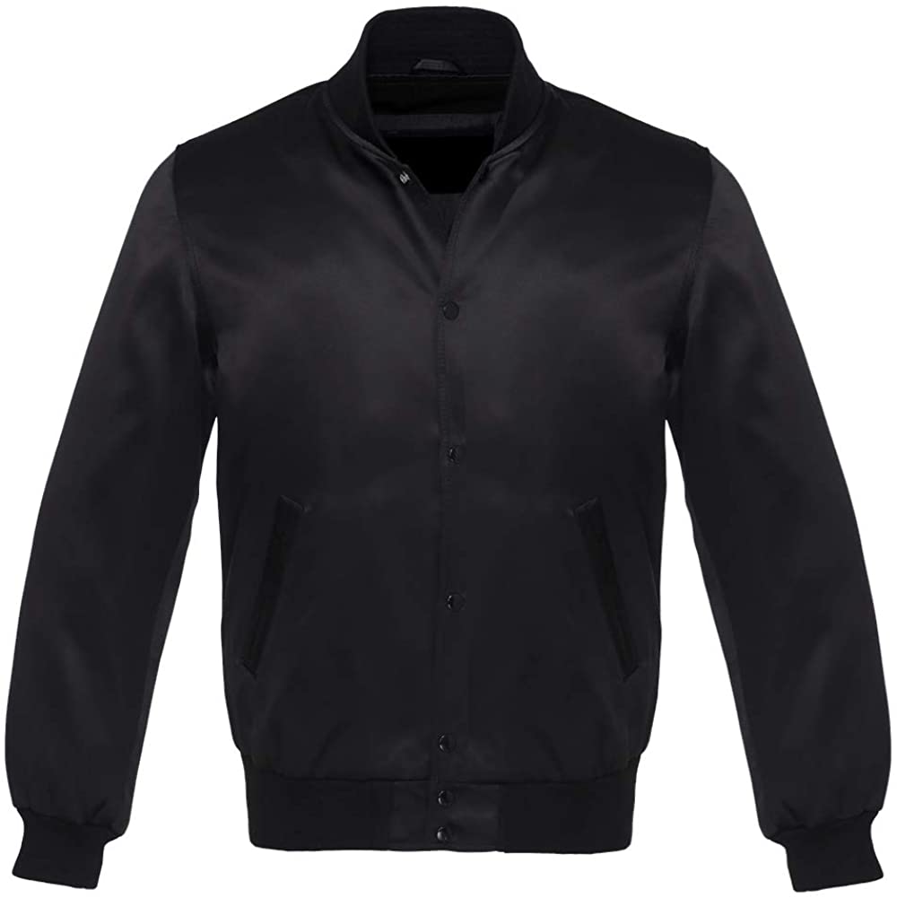 Varsity Letterman Baseball Bomber Vintage Retro All Poly Satin Jacket - Shearling leather
