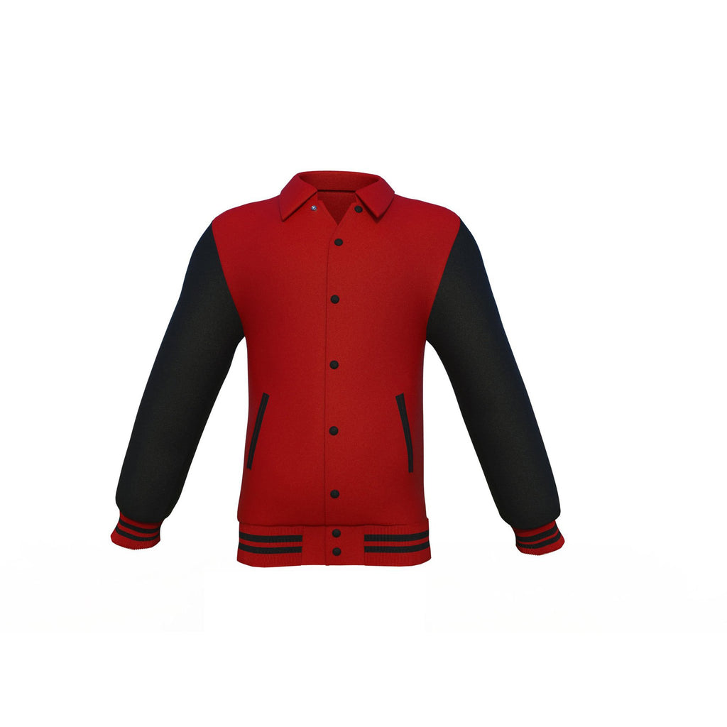 Maroon Varsity Letterman Jacket with Black Sleeves - Shearling leather