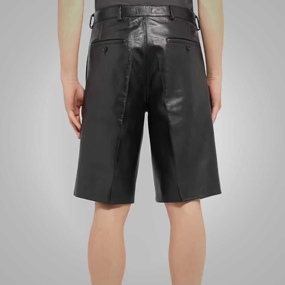 Mens Black Leather Shorts