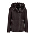 WOMENS HOODED FUR SHEARLING LONG JACKET